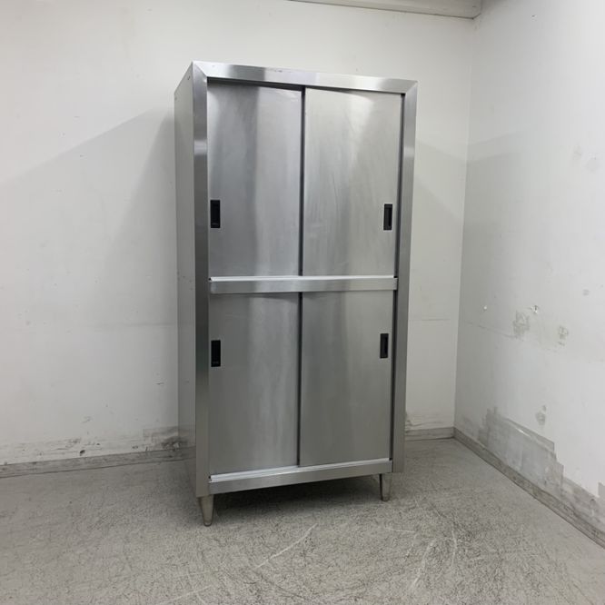 中古】 A08644 食器保管庫 ステンレス 戸棚 W900 x D600 x H1800 mm