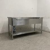 中古】 A03541 3槽シンク 蛇口3個付き W1800×D465×H800(+92)mm 蛇口は