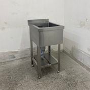 中古】 A06555 1槽シンク 台付き(右) W1800 x D650 x H800(+150) mm