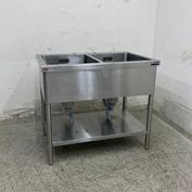 タニコー 2槽シンク 中古 W1200×D450×H750（+90) バックガードあり