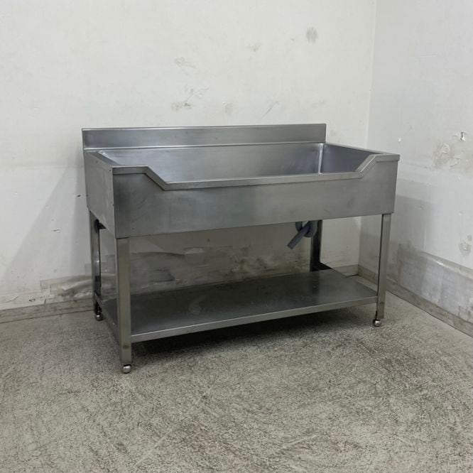 中古】 A09594 舟形シンク 排水トラップなしタイプ 魚解体 ステンレス