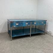 中古】 A07365 作業台 引出し6個付 ステンレス 作業テーブル W1200 x