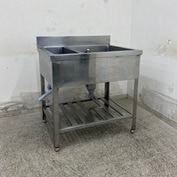 中古】 A08734 1槽シンク ダスト付き ステンレス 流し台 W900 x D600