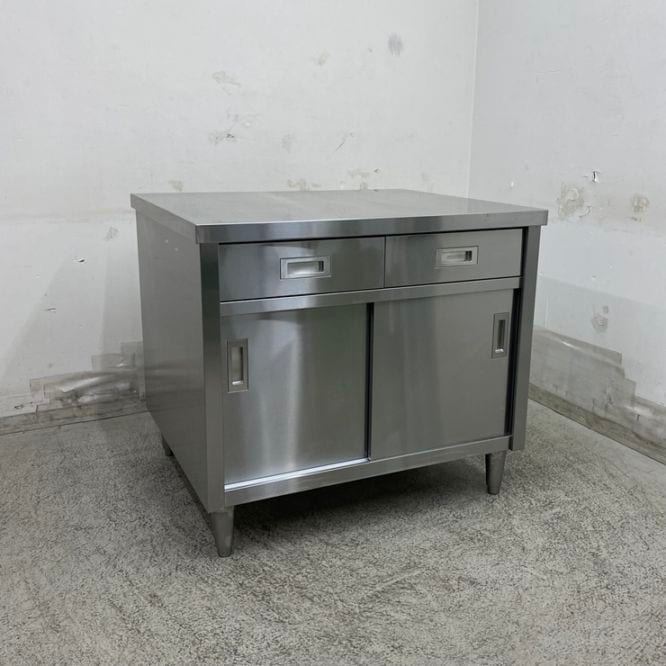中古】 A09574 調理台 引出し付 ステンレス 扉付作業テーブル W900 x