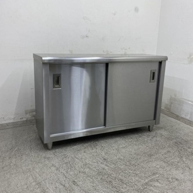 調理台及作業台　テーブル 中古】 A09519 調理台 ステンレス 扉付き作業テーブル W1200 x D400 x