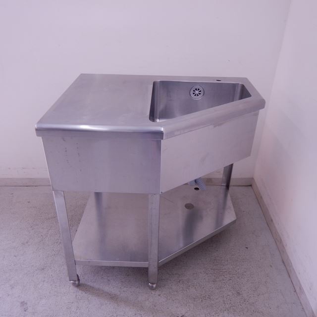 変形1槽シンク 中古 W800×D600×H800 台付き オーダーメイド品 | 板金