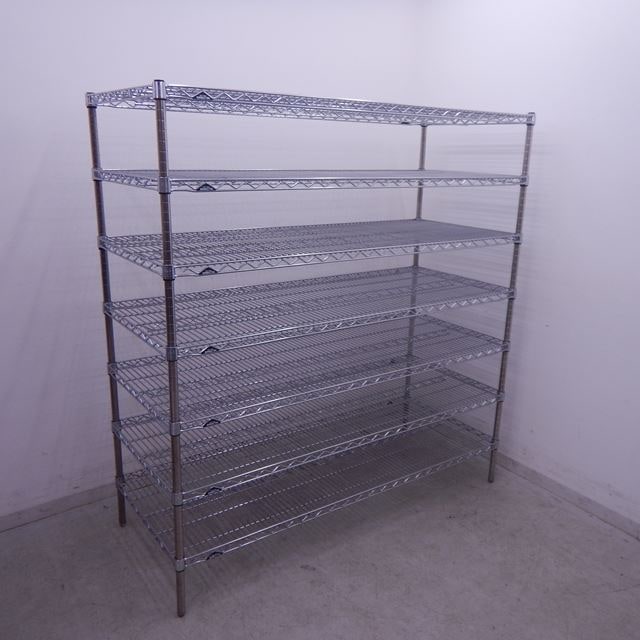 エレクター棚45cm×90cm3枚 送料込み　スリーブ付　中古 エレクター 業務用 棚 7段 中古 W1500xD610xH1590 | 板金（シンク