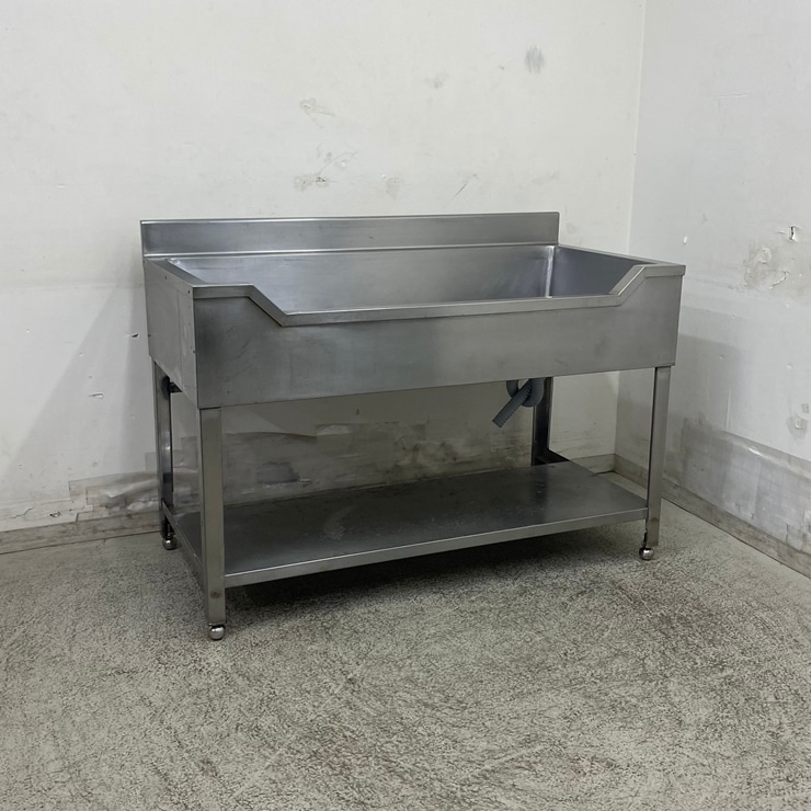 中古】 A09594 舟形シンク 排水トラップなしタイプ 魚解体 ステンレス