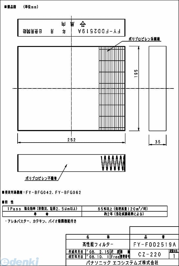 �ѥʥ��˥å��Ź� ��FY-FDD2519A�� ��Ĵ�����ƥ�