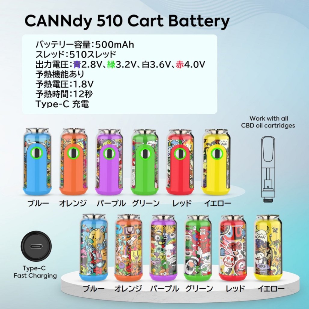 CANNdy CBDヴェポライザー 本体のみ 510スレッド 510規格 電子