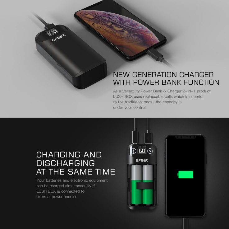 Efest LUSH BOX CHARGER/��å���ܥå���/�����ե�����/��Х���Хåƥ꡼ �ݡ����֥� �Хåƥ꡼���㡼���㡼 ���Ŵ� �Хåƥ꡼���㡼���㡼 �Хåƥ꡼ ���� �Żҥ��Х� �٥��� vape   [Z-50]