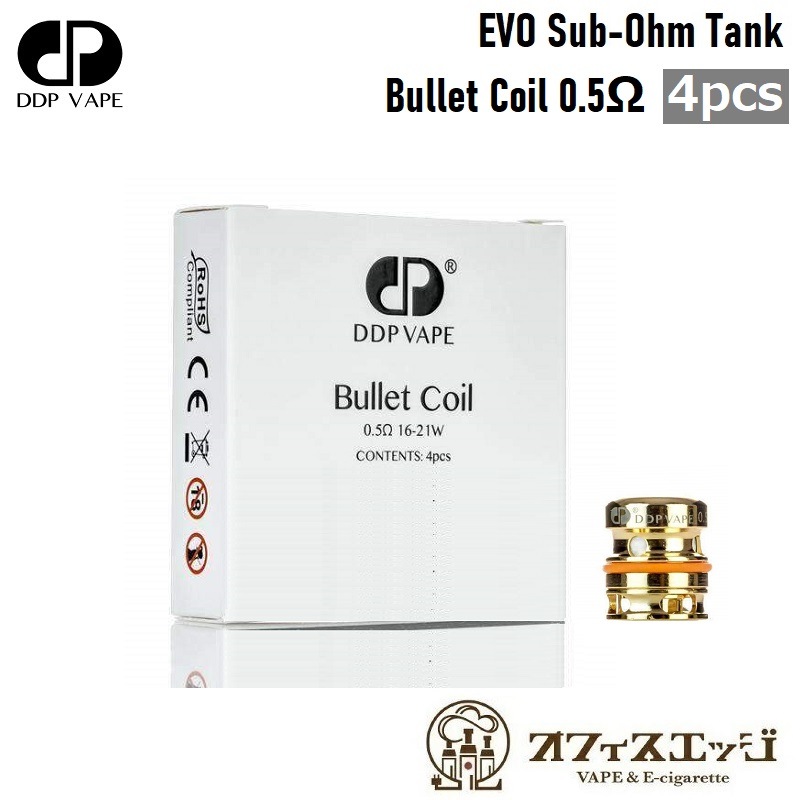 DDP Vape EVO Sub-Ohm Tank 22mm ���ѥ������Bullet Coil�ۡ�0.5���ۡ�4������ۡڥ᡼��������̵���ۥ��ڥ������� �Żҥ��Х� ���ȥޥ����� ���֥����� ���� ���� �Х�å� ������ ���� [C-67]