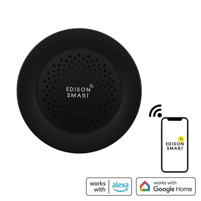 エジソンスマート 温度湿度センサー付きサイレンアラーム ブラック(Wi-Fi)