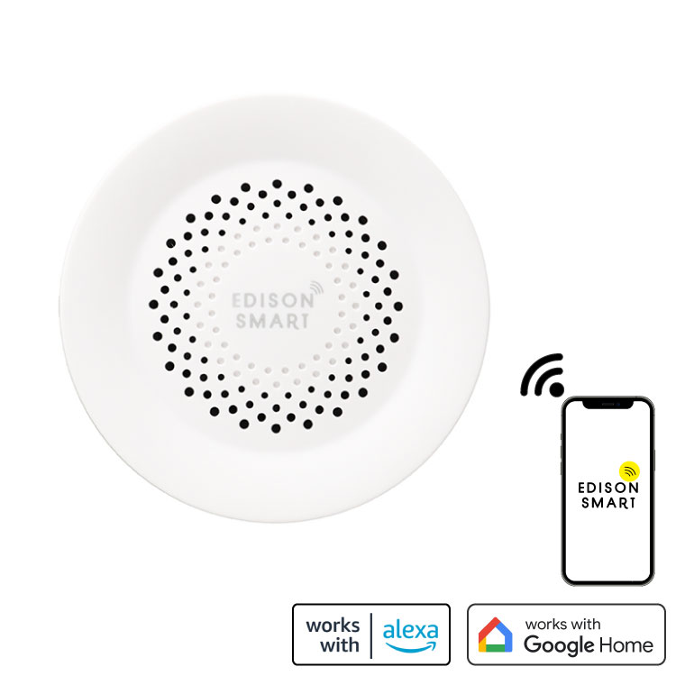 【決算前SALE★30％OFF】2607 エジソンスマート 温度湿度センサー付きサイレンアラーム ホワイト(Wi-Fi)