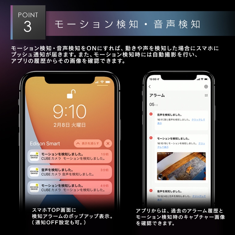 エジソンスマート 見守りカメラCUBE ＋ 専用ダクトレール変換プラグセット Type-C