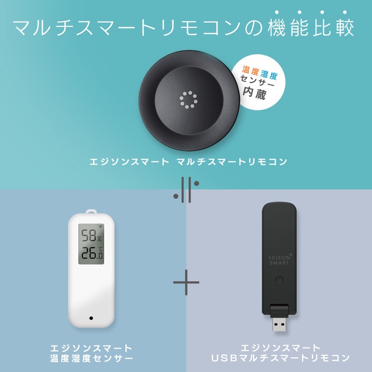 エジソンスマート 温度湿度センサー(防水タイプ) ＋ USBマルチスマートリモコン