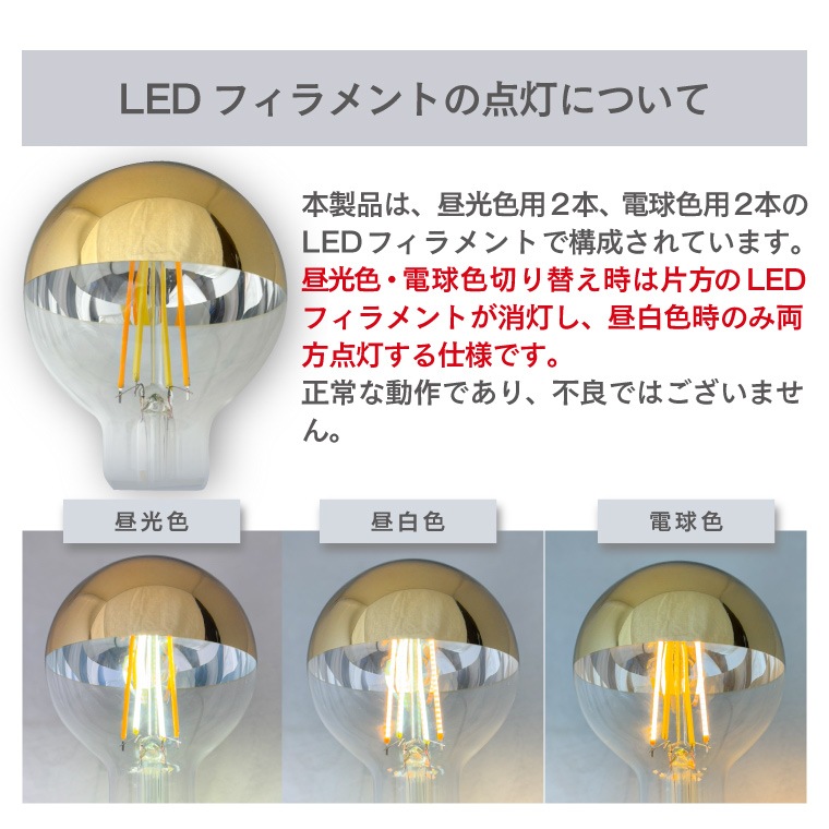 エジソンバルブLEDスマートDUO E26 GLOBE ハーフミラー ゴールド(Wi-Fi