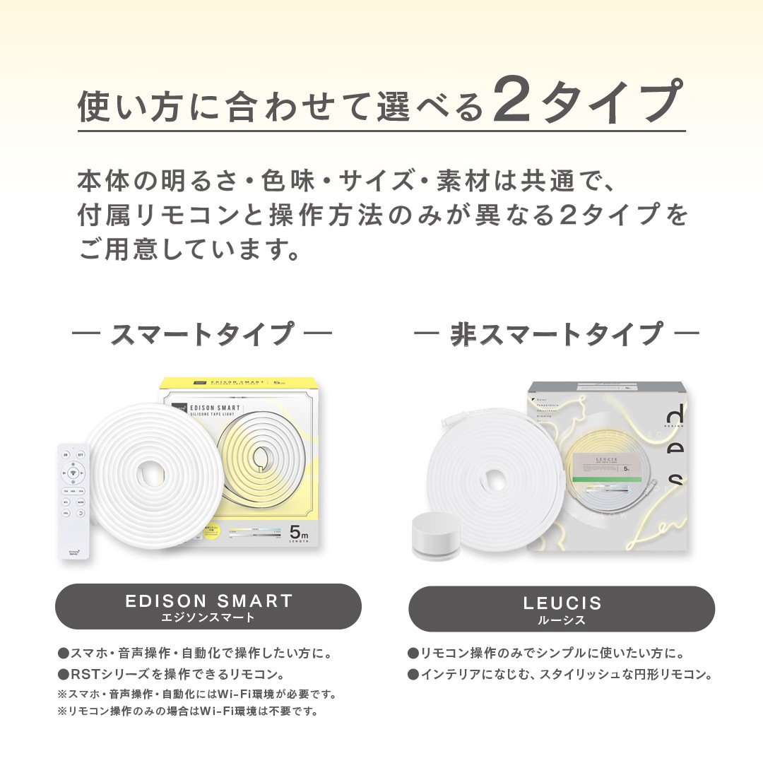 エジソンスマート LED シリコンテープライト 3m