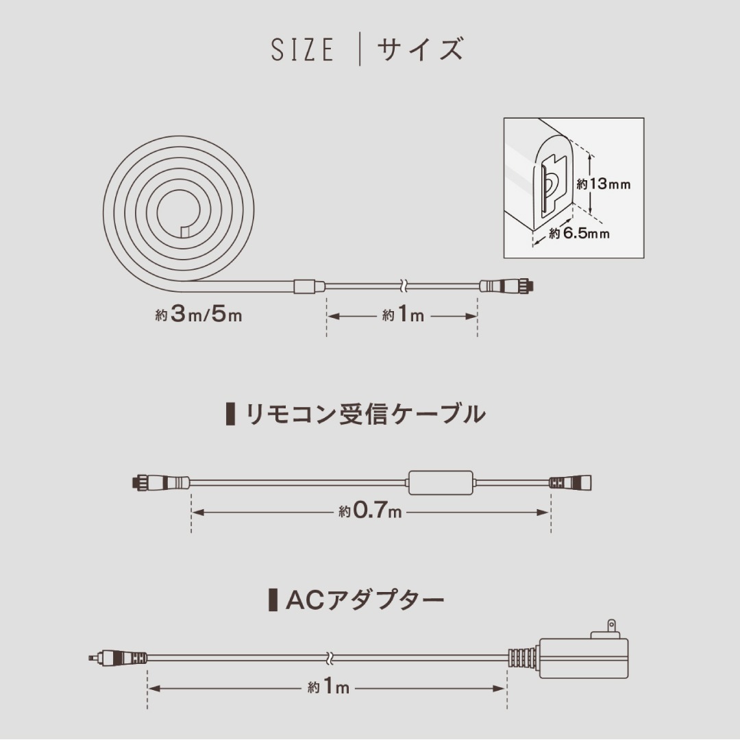 エジソンスマート LED シリコンテープライト 5m
