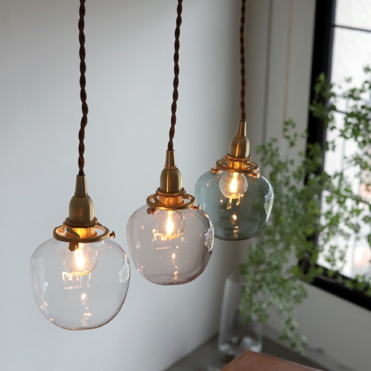 ☆3点留めペンダントライト60㎝＋ガラスシェード ポム | 照明器具