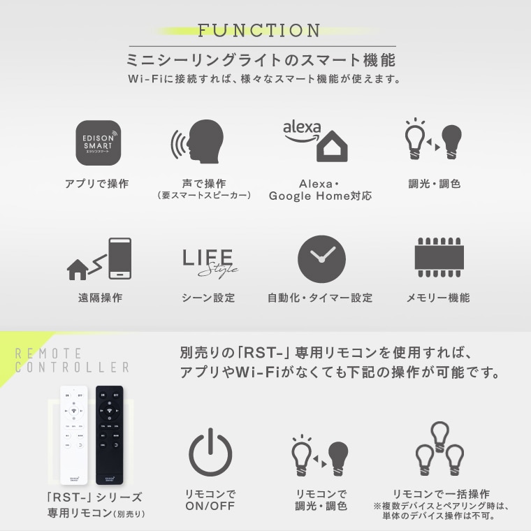 エジソンスマートミニシーリングライト 引掛けシーリング用 ブラック