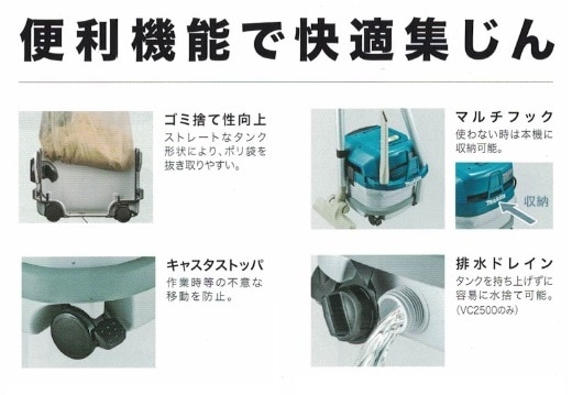 マキタ VC2500 乾湿両用集塵機 水フィルタ標準装備 集じん容量25L 吸込