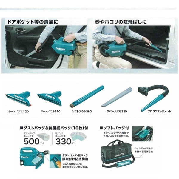【豪華セット】マキタ 充電式クリーナー サイクロン付 ＋ 紙パック・各種ノズル 充電式清掃用品シリーズ | 株式会社マキタ