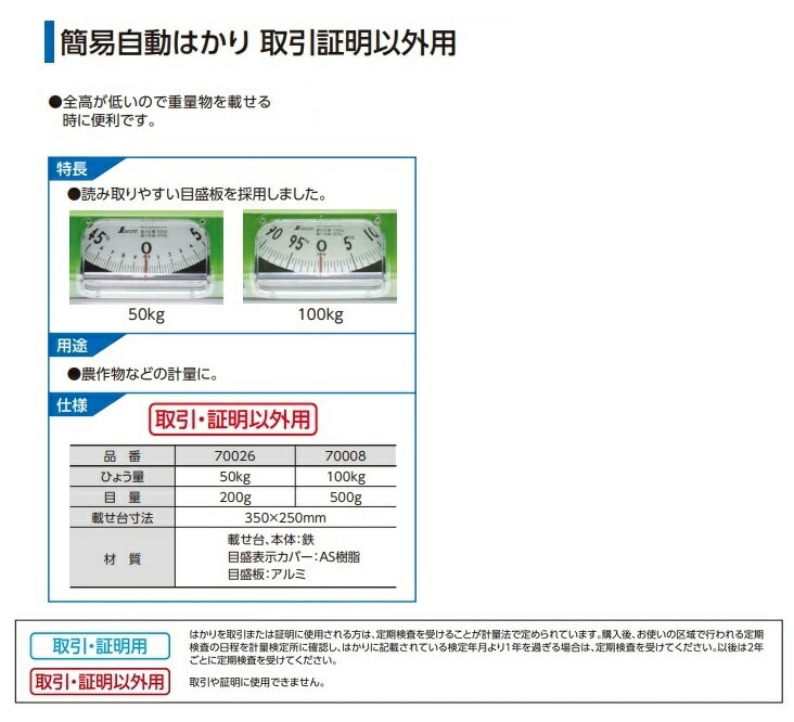 シンワ測定 70008 簡易自動はかり ほうさく 100kg 取引証明以外 シンワ測定 70008 簡易自動はかり ほうさく 100kg 取引証明以外