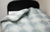業務用　羽毛掛けふとん　ダウン70％1.3kg、柄込プリント(グリーン) ／シングル
