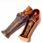 パピルス　ツタンカーメン エジプトのパピルス絵画 - ツタンカーメンとアンケセナーメン