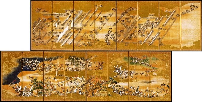 書画　支那事変　野砲戦図　小屏風　衝立　M　R7573B BRD-5032 縮小屏風／川中島合戦図屏風 | 男の隠れ家掲載商品