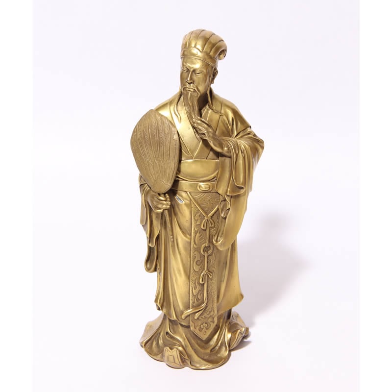 特価』黄楊精彫諸葛孔明立像 {整理番号:A015} 美術品