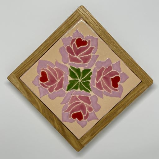 スペインタイル バラ ピンク （大）