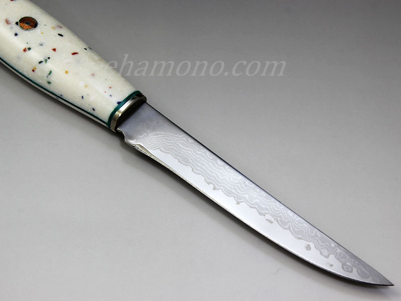 ヒロ・ダマスカス鋼ステーキナイフ コーリアンハンドル