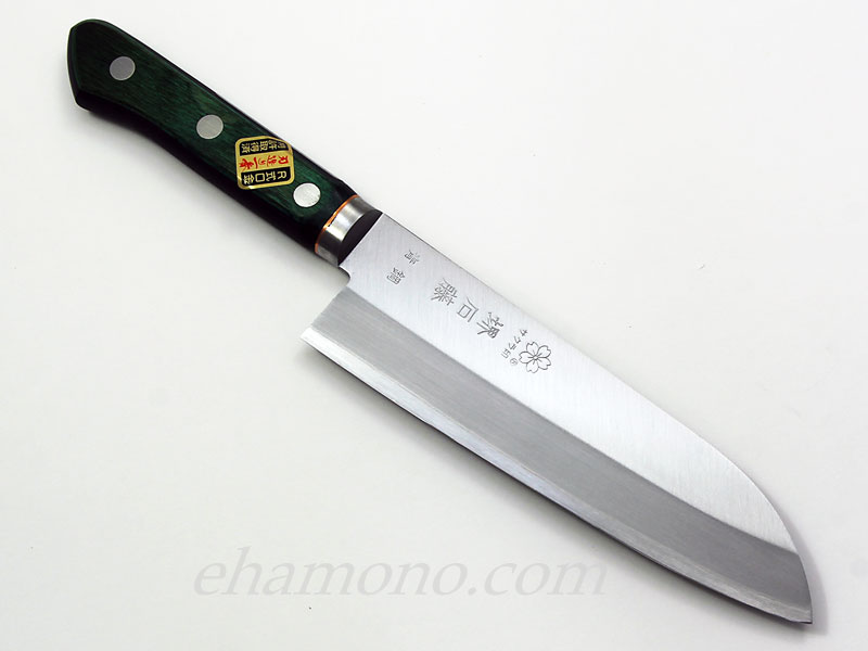 堺石藤 青鋼本割込 三徳包丁 ツバ付