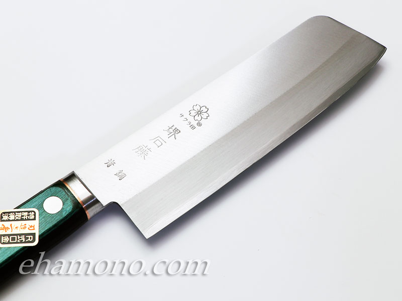 堺石藤 青鋼（あおこう） 本割込 薄刃型包丁