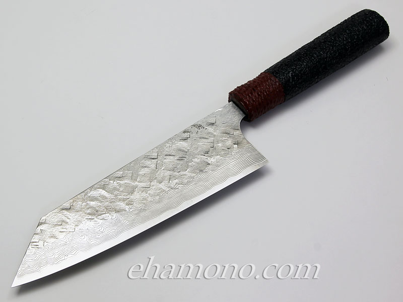 佐治武士作 V金10号ニッケルダマスカス 剣型170 紐巻漆柄