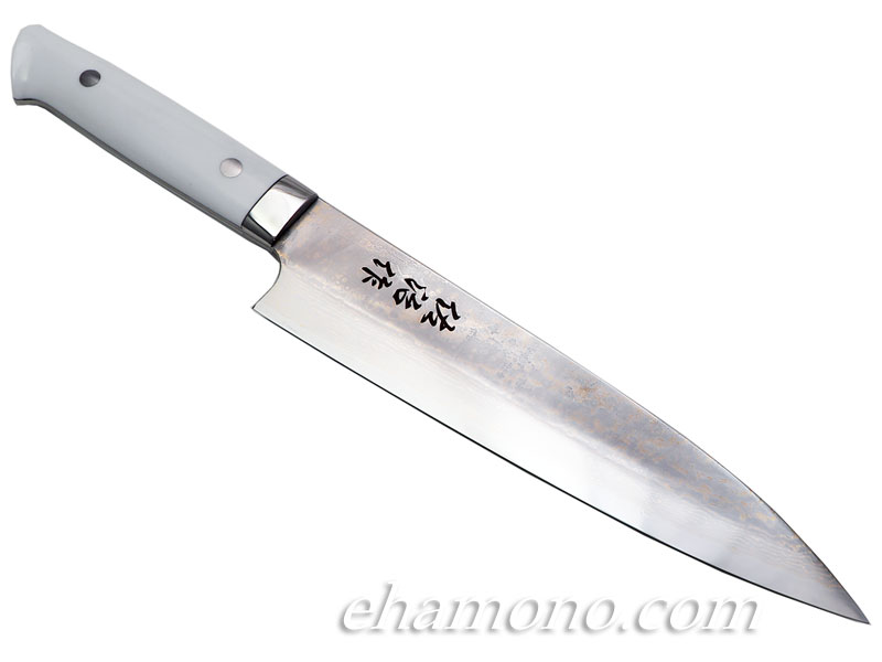 関の刃物 牛刀 200mm 濃州正宗作 ダマスカス 69層 黒木 両刃 洋包丁