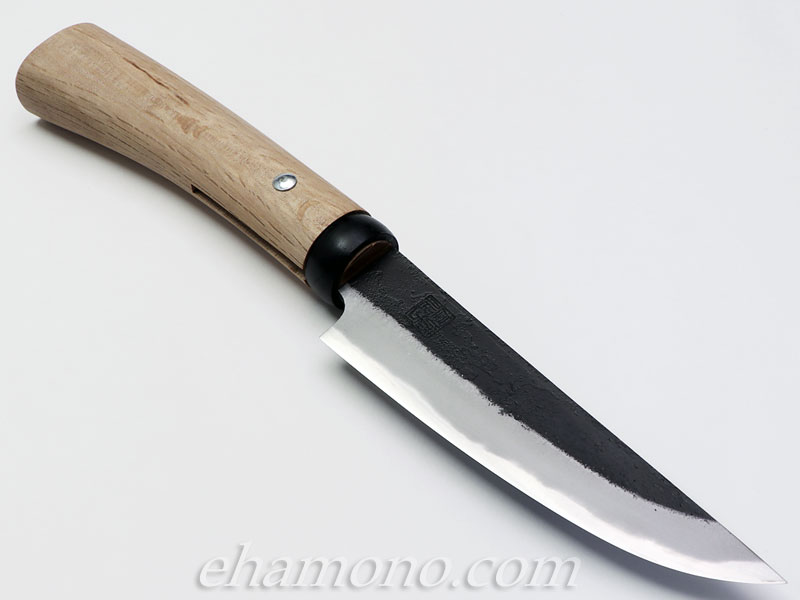 日野浦刃物工房 味方屋作 和式ナイフ130 黒 両刃