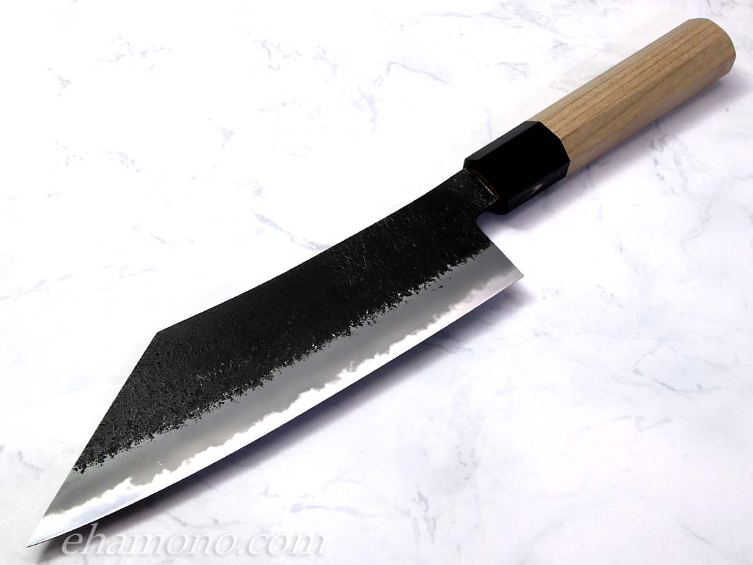 日野浦刃物工房 味方屋作 博多包丁180 黒梨地 水牛八角柄