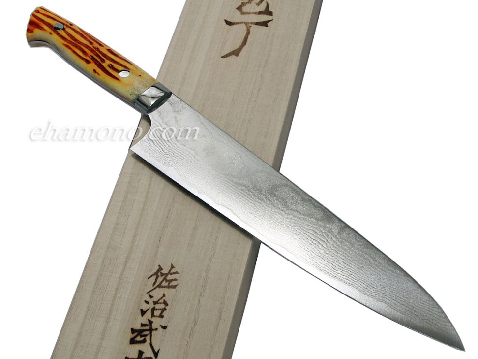 スケナリ　祐成　ダマスカス　STRIX 牛刀270mm 佐治武士作 スーパーゴールドストリクス（SPG STRIX）ダマスカス