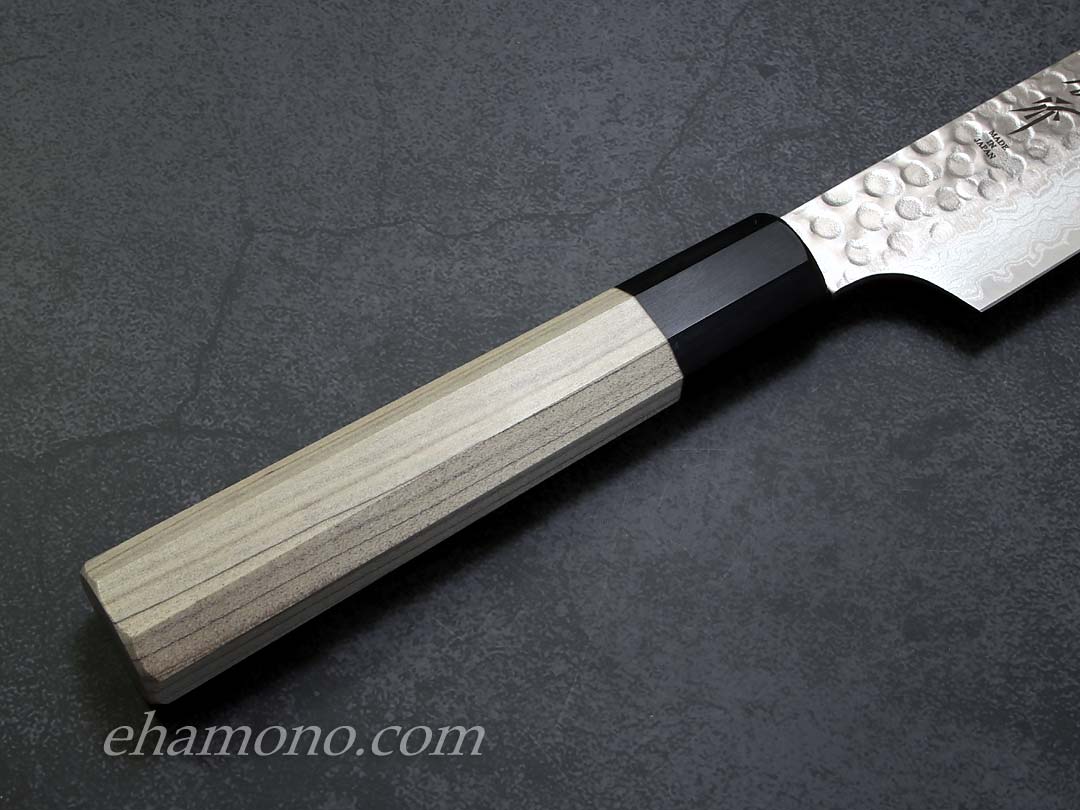 ダマスカス45層鎚目 飛燕300 切付柳刃 朴八角柄付