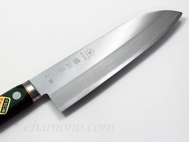 堺石藤 青鋼本割込 三徳包丁 ツバ付