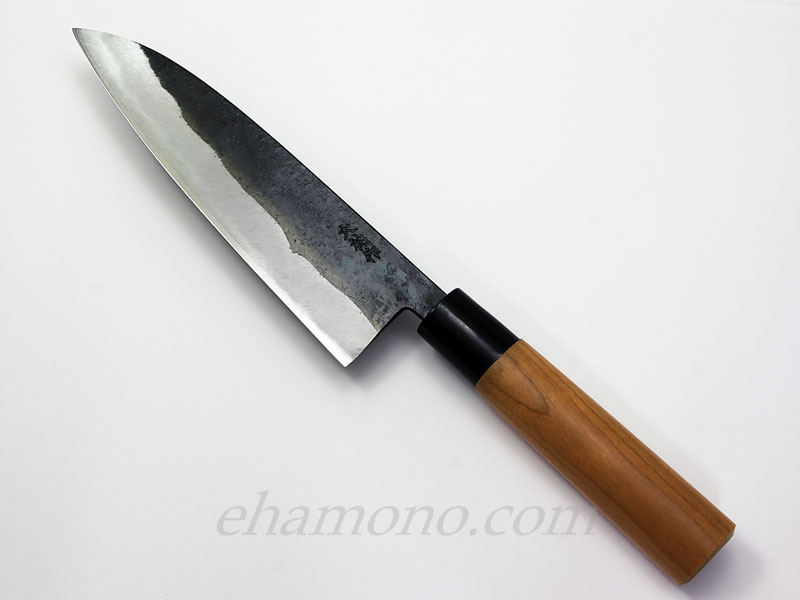西田刃物工房 大祐作 青紙スーパー本割込 牛刀型包丁180黒打ち