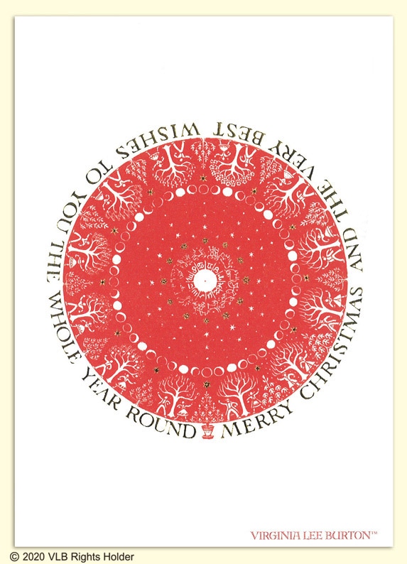 ちいさいおうち　～The Little House～　ハガキ　クリスマス（赤）