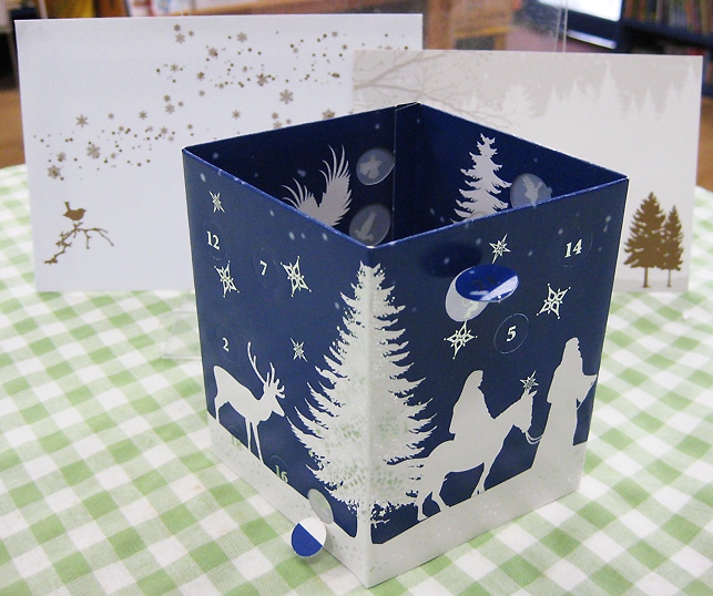 ミニアドベントカレンダー グリーティングカード ＜影絵＞ 青白