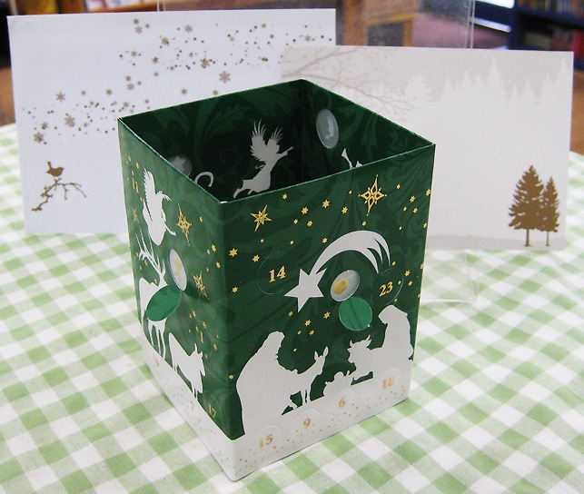 ミニアドベントカレンダー グリーティングカード ＜影絵＞ 緑白