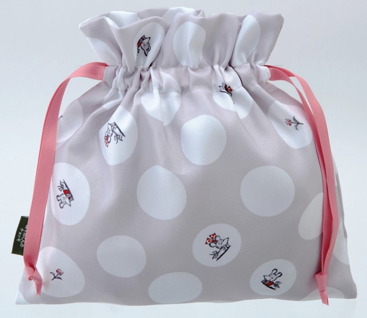 ねずみくんのチョッキ　巾着　ドット