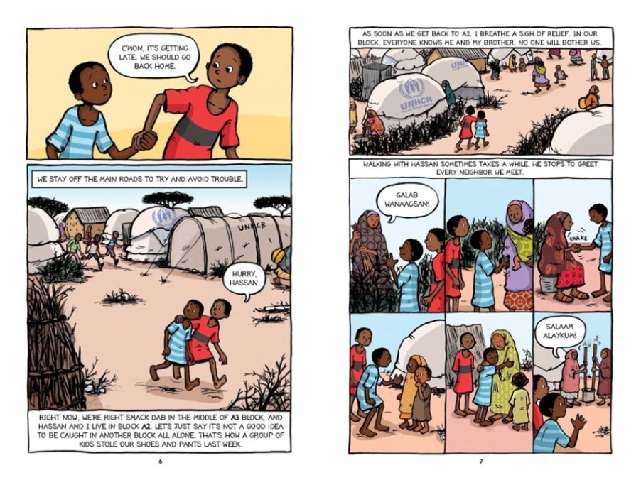 ④When Stars are Scattered<small><small><small>Text copyright © 2020 by Victoria Jamieson and Omar Mohamed / Illustrations copyright © Victoria Jamieson</small></small></small>