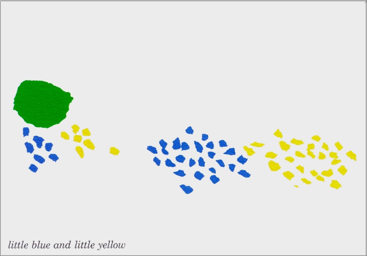 あおくんときいろちゃん （レオ・レオニ）　ポストカード　なみだの粒